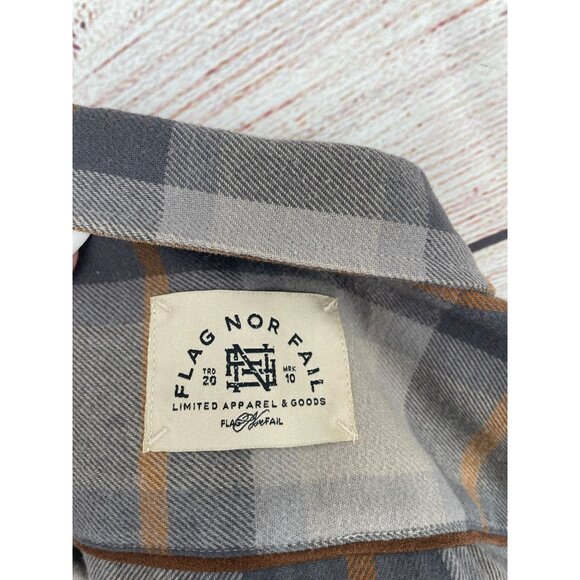 Flag Nor Fail Forever Collection Plaid Flannel Shirt Women's Medium‎ Gray/Tan - Picture 9 of 12
